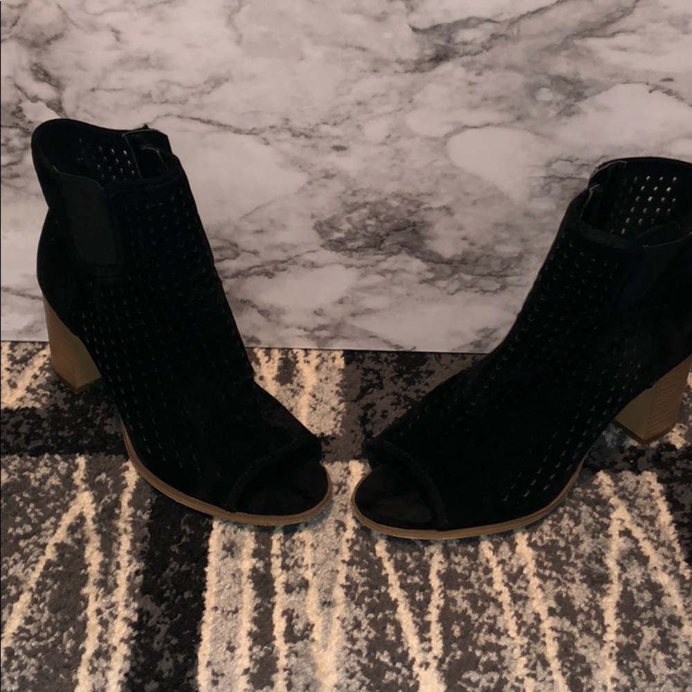 Black peephole booties